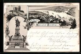 Lithographie Bingen, Nationaldenkmal, Die Rossel, Ortsansicht  - Otros & Sin Clasificación