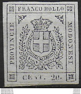 1859 Modena 20c. Ardesia Violaceo MNH Sassone N. 15 - Modène