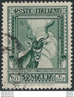 1937 Somalia L. 20 D. 14 Verde Cancelled Sass. N. 229 - Andere & Zonder Classificatie