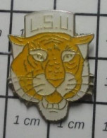 1116B Pin's Pins / Beau Et Rare / ANIMAUX / LSU TETE DE TIGRE JAUNE ET BLANC - Animaux