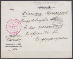 Allemagne - Env. Courrier De Prisonnier "Kriegsgef.sendung" En Franchise Càpt "GNADENFREI /-4.7.1917 Pour KOPENHAGEN Dan - Lettres & Documents