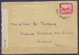 Nouvelle Zélande - Env. Affr. 6d Càd LYTTELTON /MAY 15 1945 Pour ANTWERP (Anvers) Belgium - Bande Et Cachet Censure (au  - Guerra '40-'45 (Storia Postale)