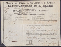 Lettre De Voiture "Maison De Roulage Callet-Azémar & Mazier" Angers Datée 14 Mai 1828 Pour L'envoi D'une Balle De Ficell - Textile & Clothing