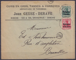 Env. "tanneur Jean Geuse-Derave" Affr. OC2+OC3 Càd BINCHE /18 ? 191? Pour BRUXELLES - OC1/25 Generaal Gouvernement