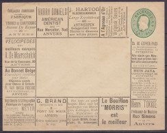 Rare Entier Postal ** Env. 10c Vert Léopold II 1893 - Env. Officielle Avec Annonces à L'initiative Privée "Publishing Co - Buste