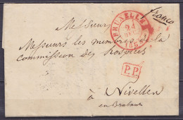 L. Datée 22 Décembre 1833 De BRUXELLES Càd BRUXELLES /24 DEC 1833 - Marque Particulière [P.P.] Pour Hospices De NIVELLES - 1830-1849 (Belgio Indipendente)