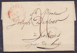 L. Datée 1 Août 1834 De Châtelet Càd CHARLEROY /2 AOUT 1834 Pour SOLIERES Près De Huy - Port "20" - 1830-1849 (Onafhankelijk België)