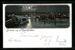 Mondschein-Lithographie Rheinfelden, Ortsansicht Bei Nacht  - Rheinfelden