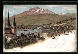 Lithographie Luzern, Teilansicht Mit Kirche  - Luzern
