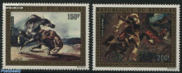 Senegal 1974 Delacroix Paintings 2v, Mint NH, Nature - Cat Family - Horses - Art - Paintings - Sénégal (1960-...)