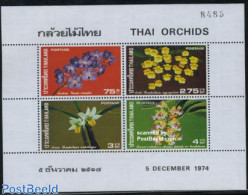 Thailand 1974 Orchids S/s, Mint NH, Nature - Flowers & Plants - Orchids - Tailandia