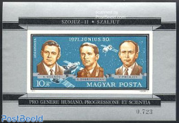 Hungary 1971 Sojuz 11 S/s Imperforated, Mint NH, Transport - Space Exploration - Neufs