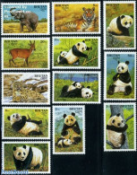 Bhutan 1990 Endangered Animals 12v, Mint NH, Nature - Animals (others & Mixed) - Cat Family - Elephants - Pandas - Bhutan