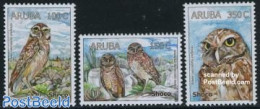 Aruba 2008 Owls 3v, Mint NH, Nature - Birds - Birds Of Prey - Owls - Other & Unclassified
