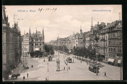 AK Köln A. Rhein, Hohenzollernring Mit Geschäft Und Strassenbahn  - Tramways