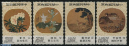Taiwan 1976 Silk Paintings 4v, Mint NH, Nature - Birds - Flowers & Plants - Art - Paintings - Other & Unclassified