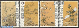 Taiwan 1969 Flowers, Bird Paintings 4v, Mint NH, Nature - Birds - Flowers & Plants - Art - Paintings - Andere & Zonder Classificatie