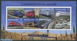 Guinea, Republic 1998 Railways 8v M/s (8x200F), Mint NH, Transport - Railways - Treinen