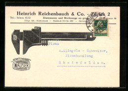 AK Zürich, Reklame Heinrich Reichenbach & Co., Eisenwaren Und Werkzeuge En Gros, Tödistrasse 48  - Advertising