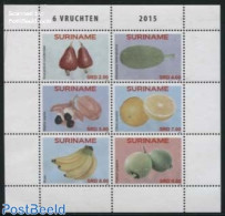 Suriname, Republic 2015 Fruits 6v M/s, Mint NH, Nature - Fruit - Obst & Früchte
