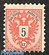 Austria 1883 5Kr, Perf. 9.5, Stamp Out Of Set, Unused (hinged) - Nuevos