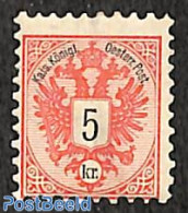 Austria 1883 5Kr, Perf. 9.5, Stamp Out Of Set, Unused (hinged) - Ongebruikt