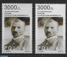 Poland 1991 White En Grey Paper., Mint NH, Various - Stamp Day - Errors, Misprints, Plate Flaws - Neufs