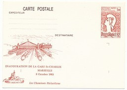 FRANCE => Entier Repiqué => CP 1,60 Philexfrance / Inauguration De La Gare St Charles - Marseille 1983 - Cartes Postales Repiquages (avant 1995)