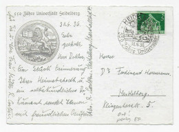 550 Jahre Universität Heidelberg, Ruperto Carola, 1936 - Storia Postale