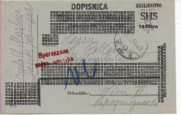 Postkarte Dopisnica Kralievstvo SHS Von Zagreb Nach Wien, 1919 - Croatia