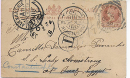 Postkarte Bombay 1896 über Port-Tewfik, Alexandria Nach Constantinople, Taxe - Autres & Non Classés