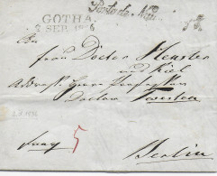 Gotha 1836: Porto De Naumburg, Grenzübergangstempel Halle: Preußen-Sachsen - Cartas & Documentos