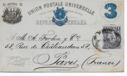 Post Card Lima 1892 To Paris - Perú