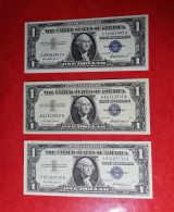 3x 1957 $1 DOLLAR USA UNITED STATES BANKNOTE LOT XF/XF+ LOTE 3 BILLETES ESTADOS UNIDOS*COMPRAS MULTIPLES CONSULTAR* - Silver Certificates – Títulos Plata (1928-1957)