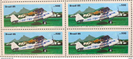 C 1491 Brazil Stamp 50 Years Airplane Muniz 1985 Block Of 4 - Unused Stamps