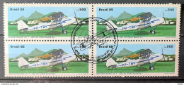 C 1491 Brazil Stamp 50 Years Airplane Muniz 1985 CBC Sao Jose Dos Campos Block Of 4 - Ungebraucht