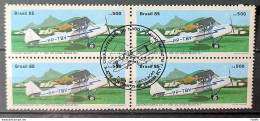 C 1491 Brazil Stamp 50 Years Airplane Muniz 1985 CBC Sao Jose Dos Campos Block Of 4 - Ongebruikt