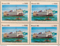 C 1490 Brazil Stamp 150 Years Liga Maritima River Niteroi Ship Urca 1985 Block Of 4 - Nuovi