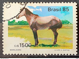 C 1445 Brazil Stamp Brazilian Breed Horses Marajoara 1985 Circulated 3 - Oblitérés