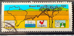 C 1443 Brazil Stamp National Climate Map Program 1985 Circulated 2 - Usados