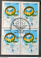 C 1442 Brazil Stamp Military Parachute Parachute 1985 Block Of 4 CBC RJ - Unused Stamps