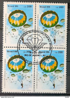 C 1442 Brazil Stamp Military Parachute Skydiver 1985 Block Of 4 CBC RJ - Unused Stamps