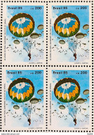 C 1442 Brazil Stamp 40 Years Military Parachute Parachute 1985 Block Of 4 - Neufs