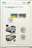 Brochure Brazil Edital 1985 03 Metro Surface Train With Stamp CBC PE Recife - Brieven En Documenten