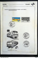 Brochure Brazil Edital 1985 03 Metro Surface Train With Stamp CBC RS Porto Alegre - Storia Postale