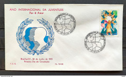 Brazil Envelope PVT FIL 19A 1985 International Year Of Youth CBC Brasilia - FDC