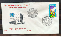 Brazil Envelope PVT FIL 033 1985 UN Anniversary United Nations CBC Brasilia 01 - FDC