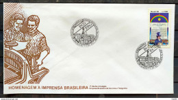 Brazil Envelope FDC 382 1985 Brazilian Press Newspaper Flag Pernambuco Hat CBC PE 02 - FDC