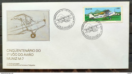 Brazil Envelope FDC 380 1985 Avião Muniz Aviação CBC SP 01 - FDC