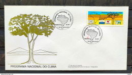 Brazil Envelope FDC 354 1985 National Climate Program Map Ship Galo CBC Brasilia 02 - FDC